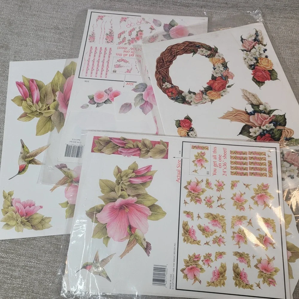 Back Street Inc Decoupage Prints Hand Painted Floral Christmas HUGE LOT New